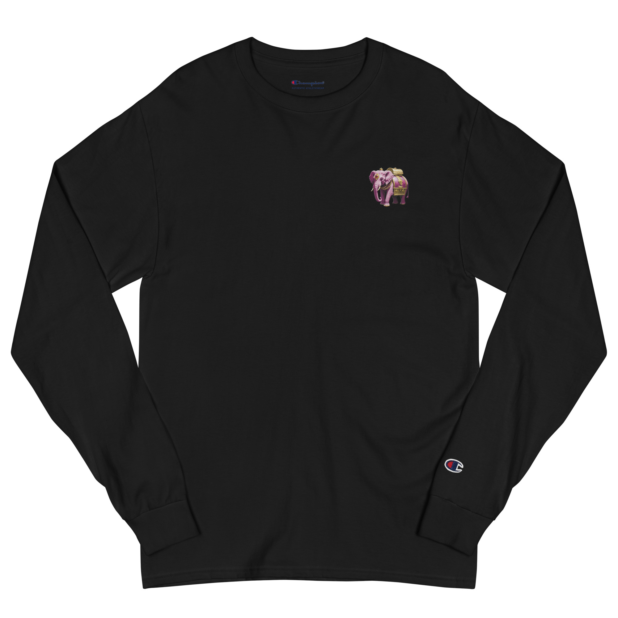 Men's Golden Treasure Trunk (Signature Pink Elephant) Long Sleeve Shirt x Champion -Limited Edition-