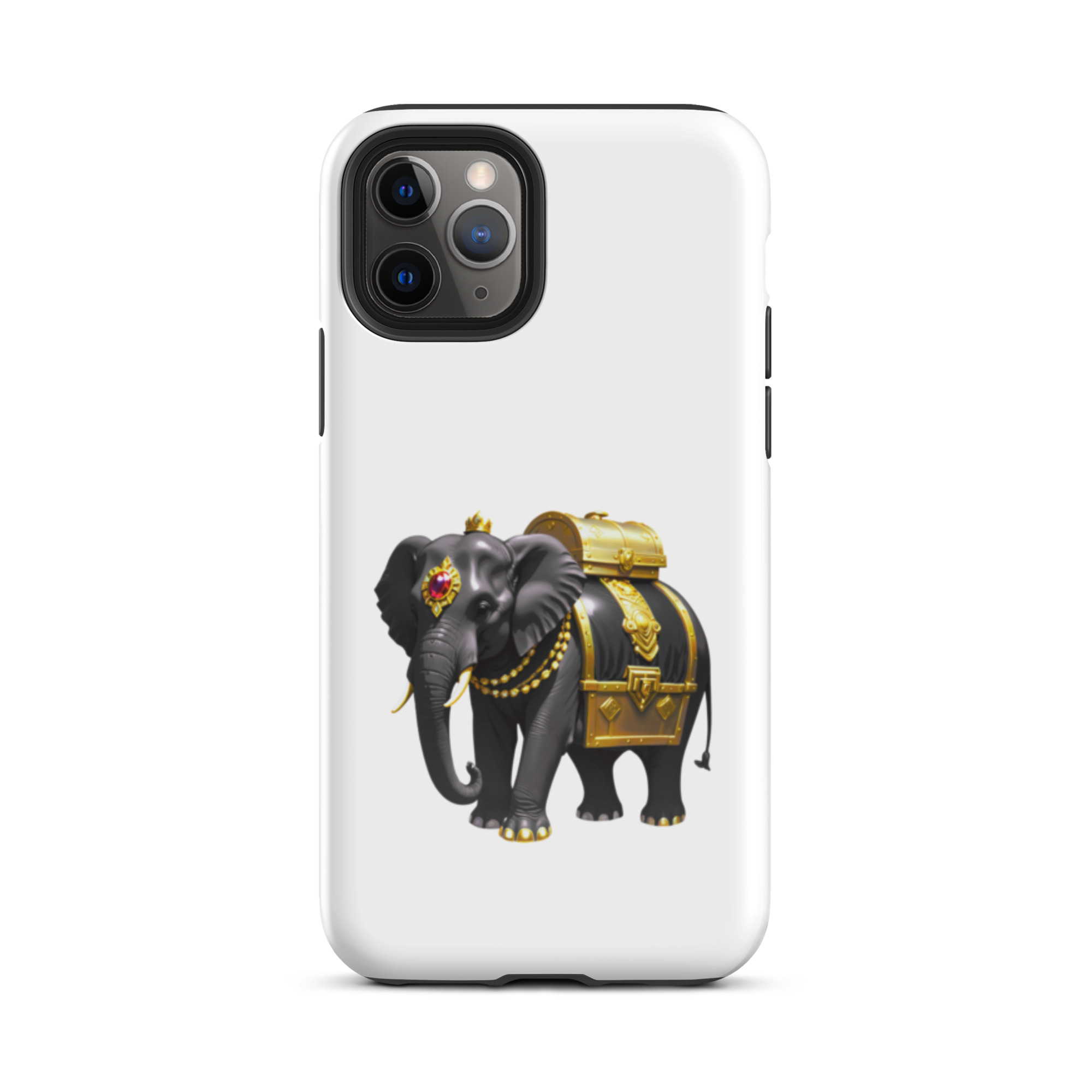 Golden Treasure Trunk (Royal Black Elephant)Tough Case for iPhone® - Image 4