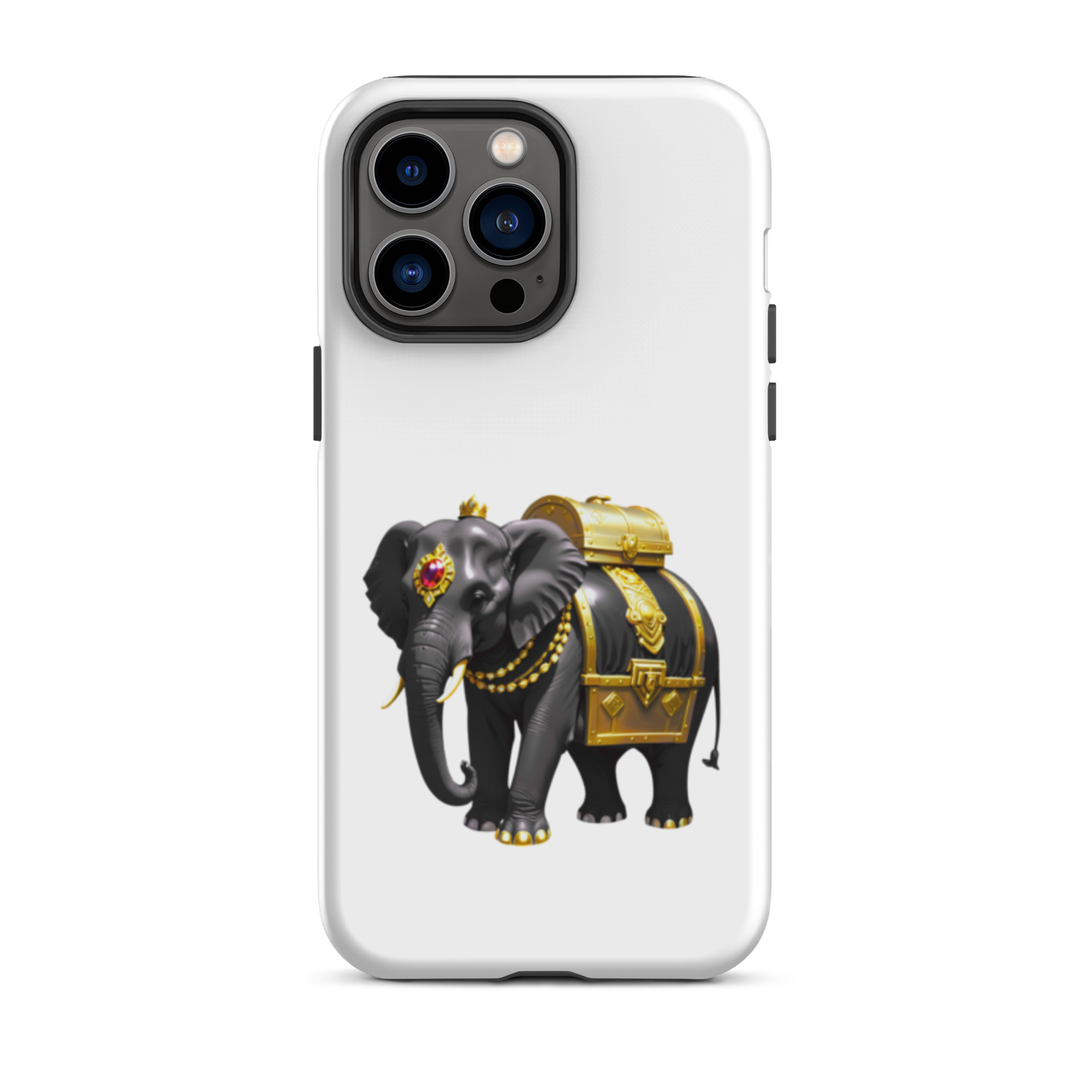 Golden Treasure Trunk (Royal Black Elephant)Tough Case for iPhone® - Image 31